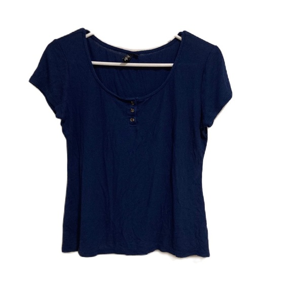 Ultra Flirt Tops - Ultra Flirt Blue Fitted Cap Sleeve T-Shirt Size XL